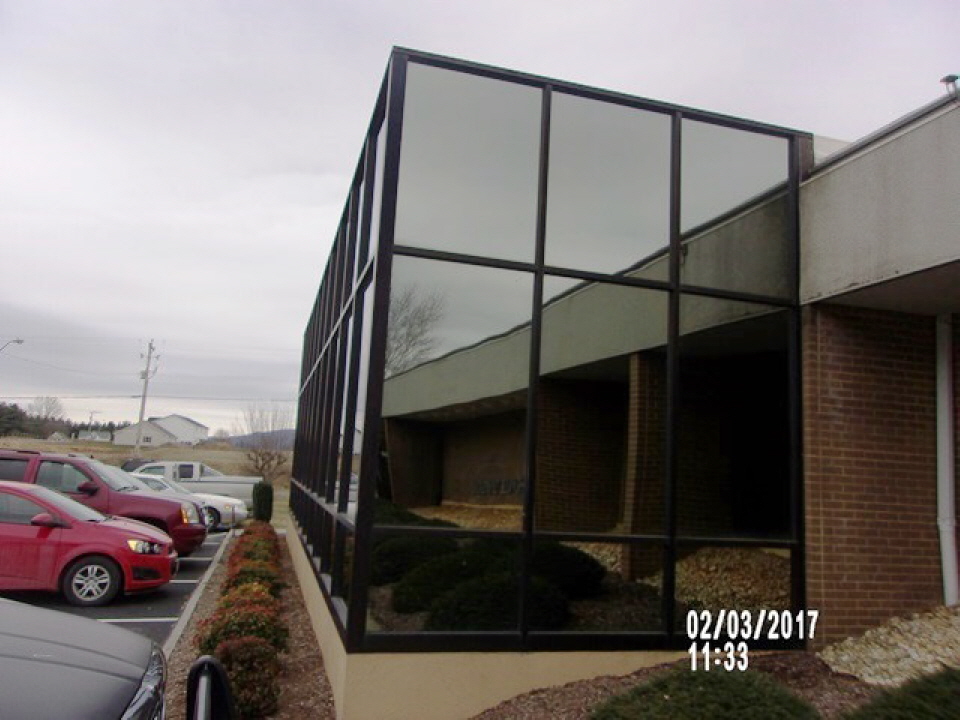 mirror glass on building